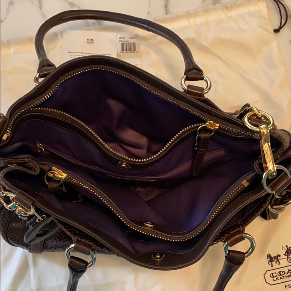 Coach Sierra Embossed Leather Python Chocolate - image 2
